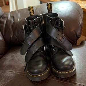 Dr. Martens Black Boots with Buckle Straps